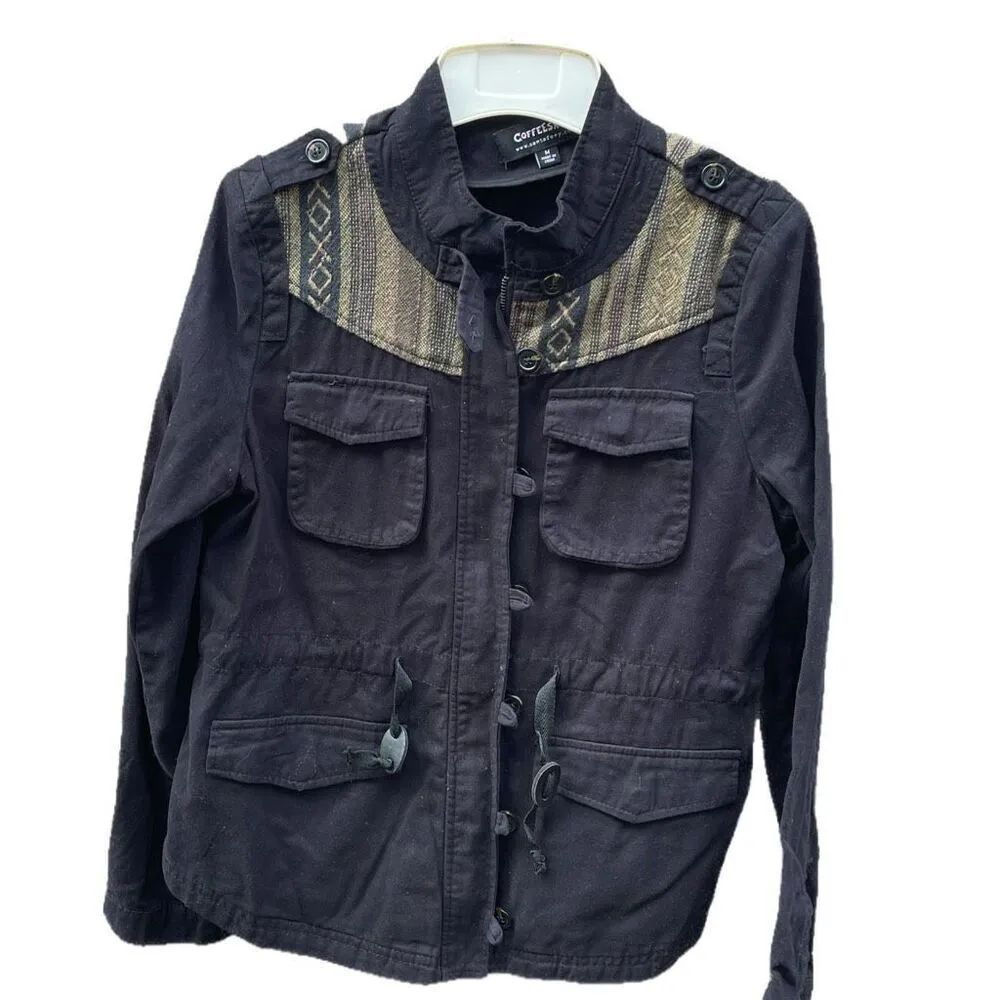 Coffeeshop size M 100% cotton Aztec print drawstring waist jacket. Black Size M - Image 2