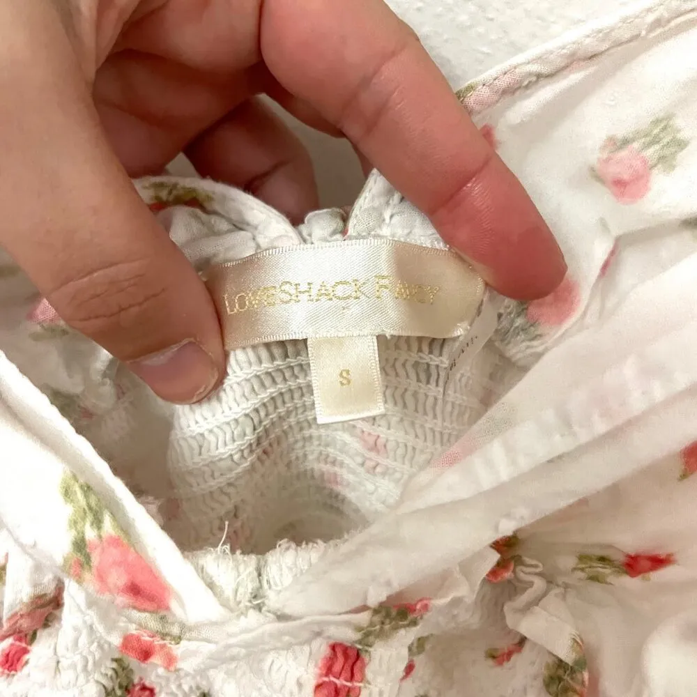 LoveShackFancy Rosie Floral Dress Cerise Pink Size S - Image 3