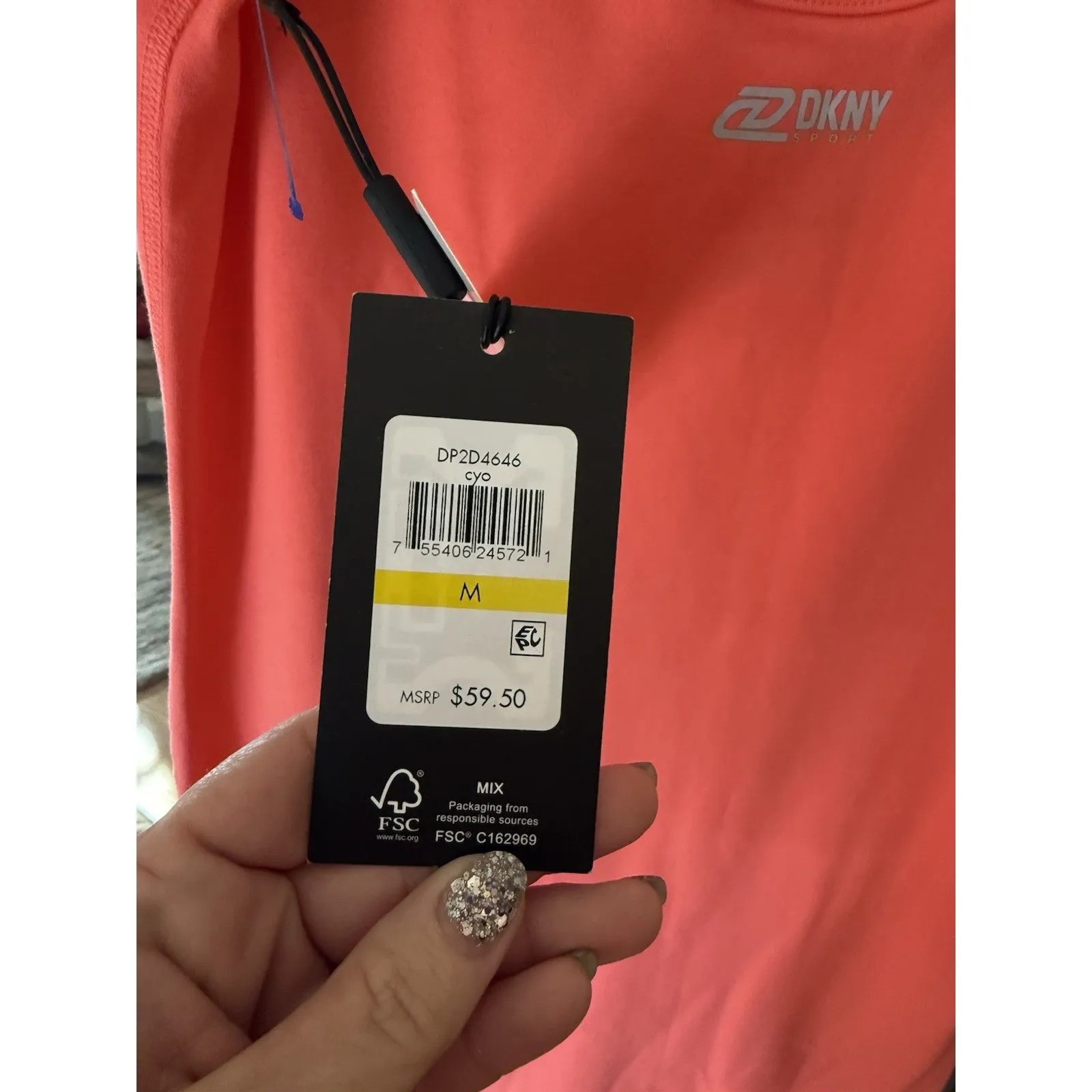 Dkny Sport NWT Women's Embellished Logo Tank Knee Length Dress Pink Size M $60 - Image 4