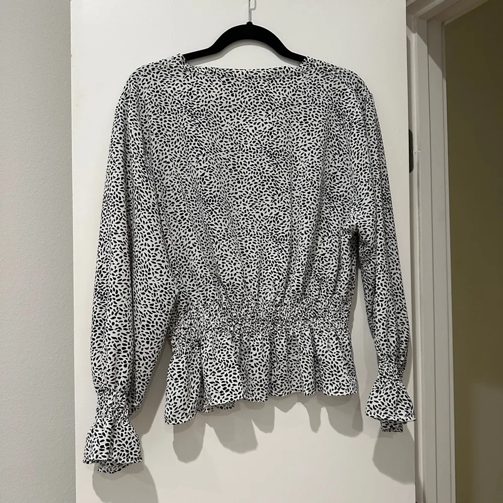 Women's Black and White Printed Blouse - Image 2