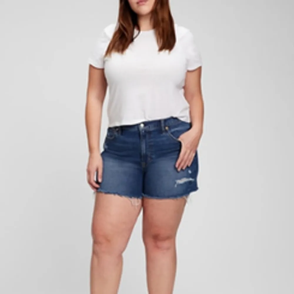 GAP High Rise Low Stretch 4" jean shorts jorts distressed raw hem 35/20R NWTs - Image 84