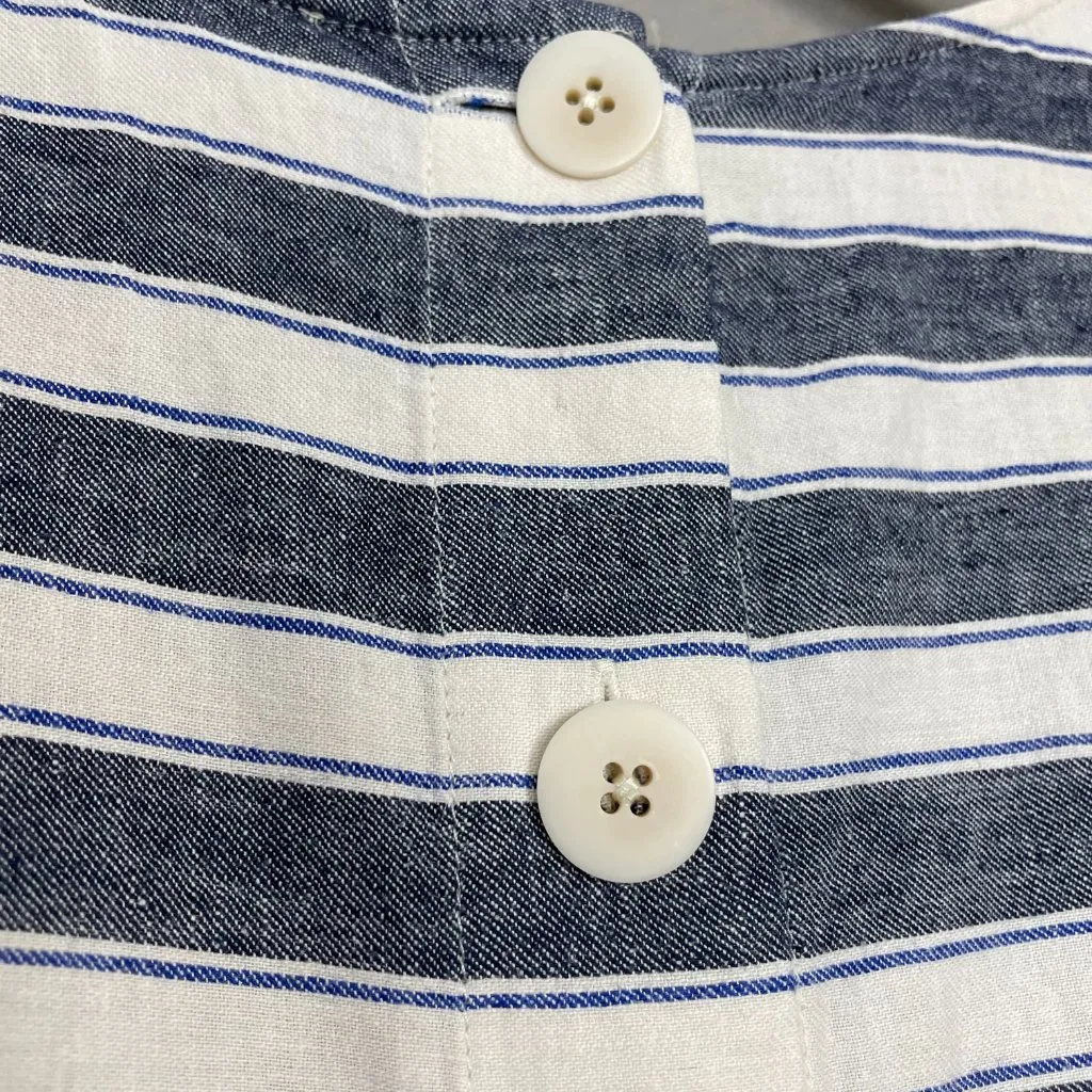 Madewell Striped Play Button Back Dress Small Shift Mini Blue White Casual Beach - Image 14
