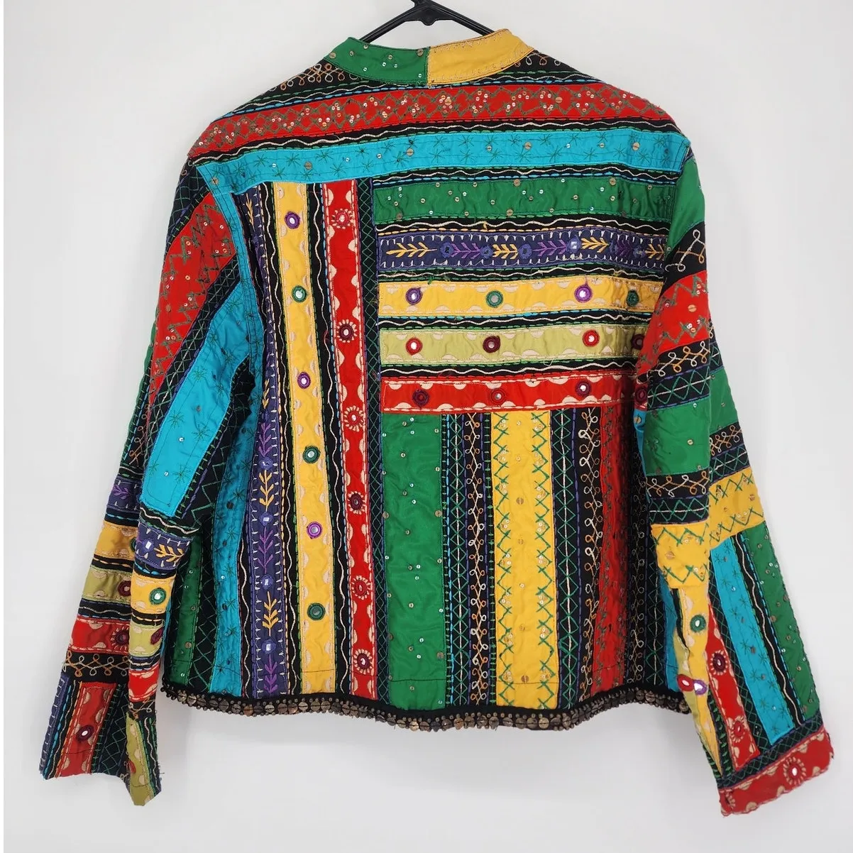 Chico’s Colorful Embroidered Boho Mirror Jacket Multicolor Size Large - Image 3
