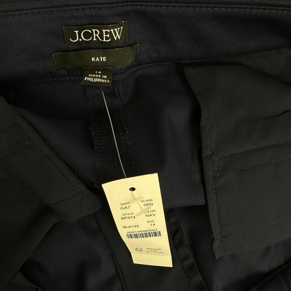 J.Crew Kate Cuffed Straight Leg Pant Lightweight Chino Cotton Navy US 14 NWT - Image 10