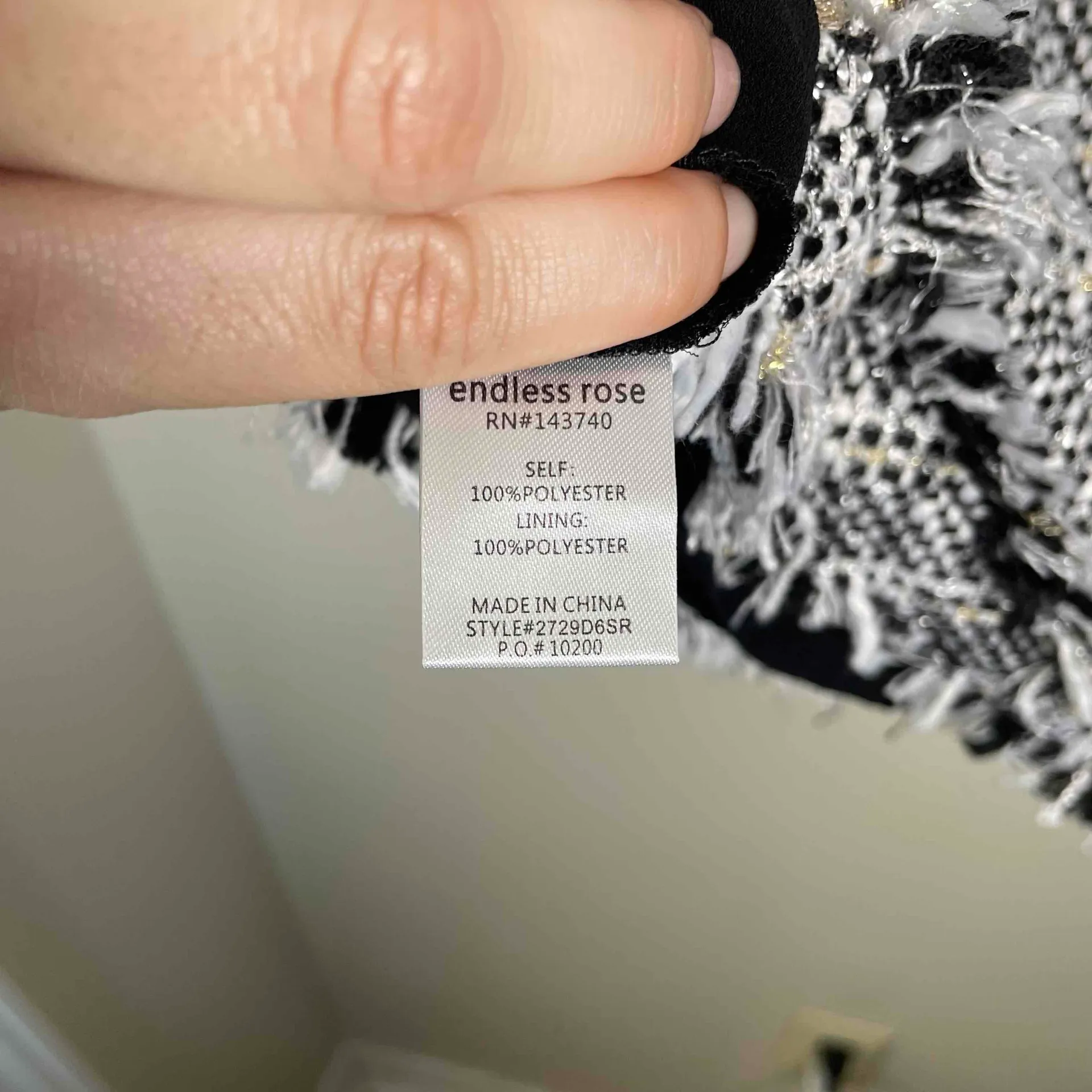 New Endless Rose Womens Boho Black Fringe Sleeveless Tweed Dress Large‎ - Image 11