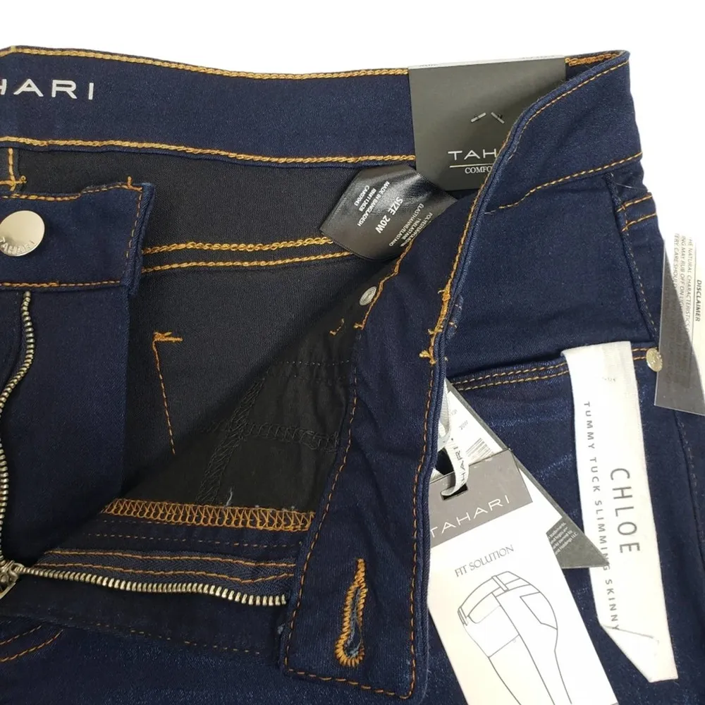 TAHARI Womens 20W Chloe Mid Rise Tummy Tuck Skinny Jeans NEW - Image 9