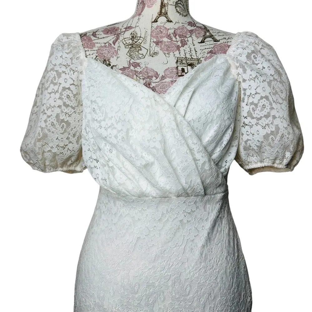Michael Costello x Revolve White Lace Midi Dress Size Small - Image 2
