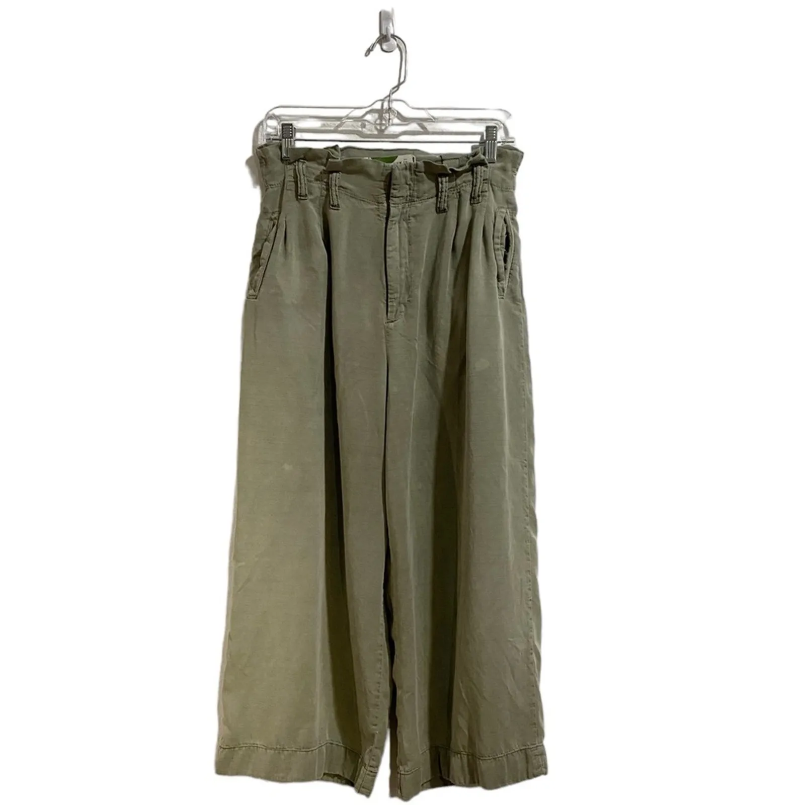 By Anthropologie Green Blythe Wide Leg Crop Pants Sz 8 - Image 2