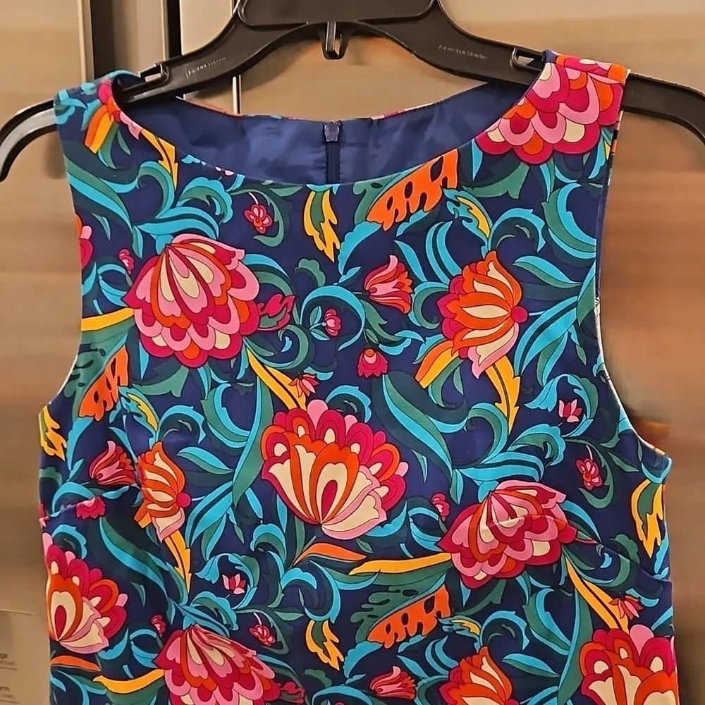 💕TRINA TURK💕 Brynne Dress ~ Bengal Blue Multi-Color Floral Print 0 NWOT - Image 8