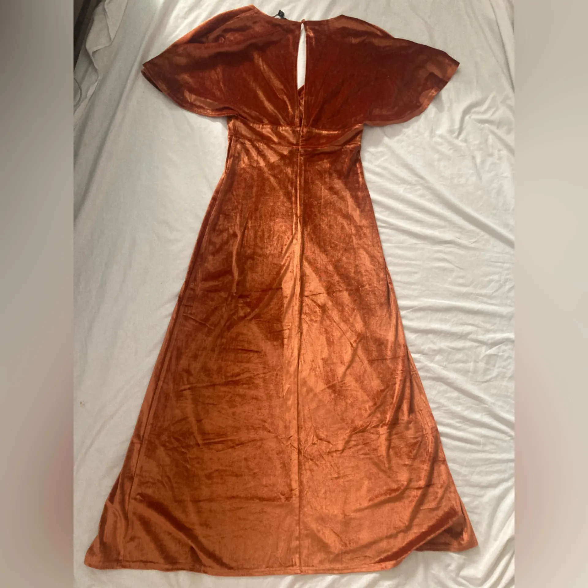 NWT SBetro Orange Velvet Maxi Dress Size Medium - Image 9