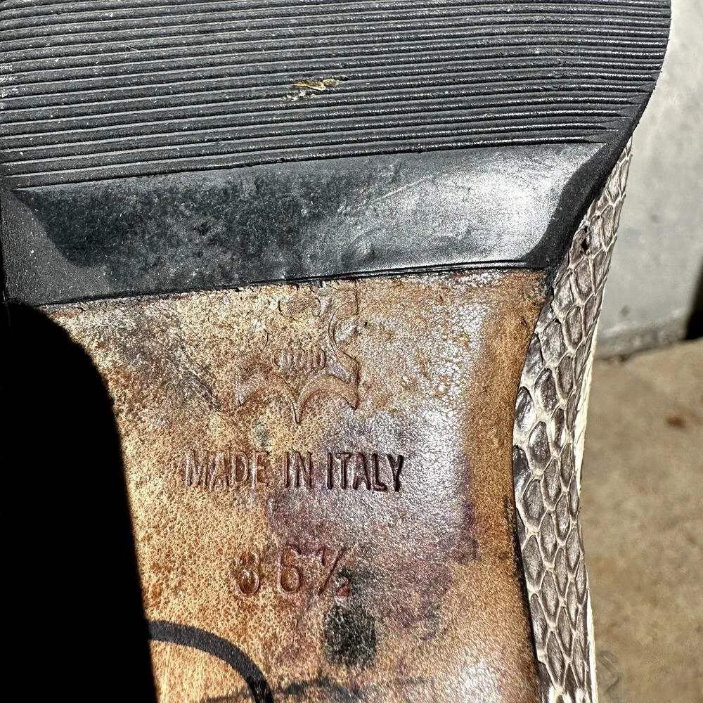 Jimmy Choo Snakeskin Ballet Flats Shoes Slip On Round Toe Leather Cream 6.5 - Image 5