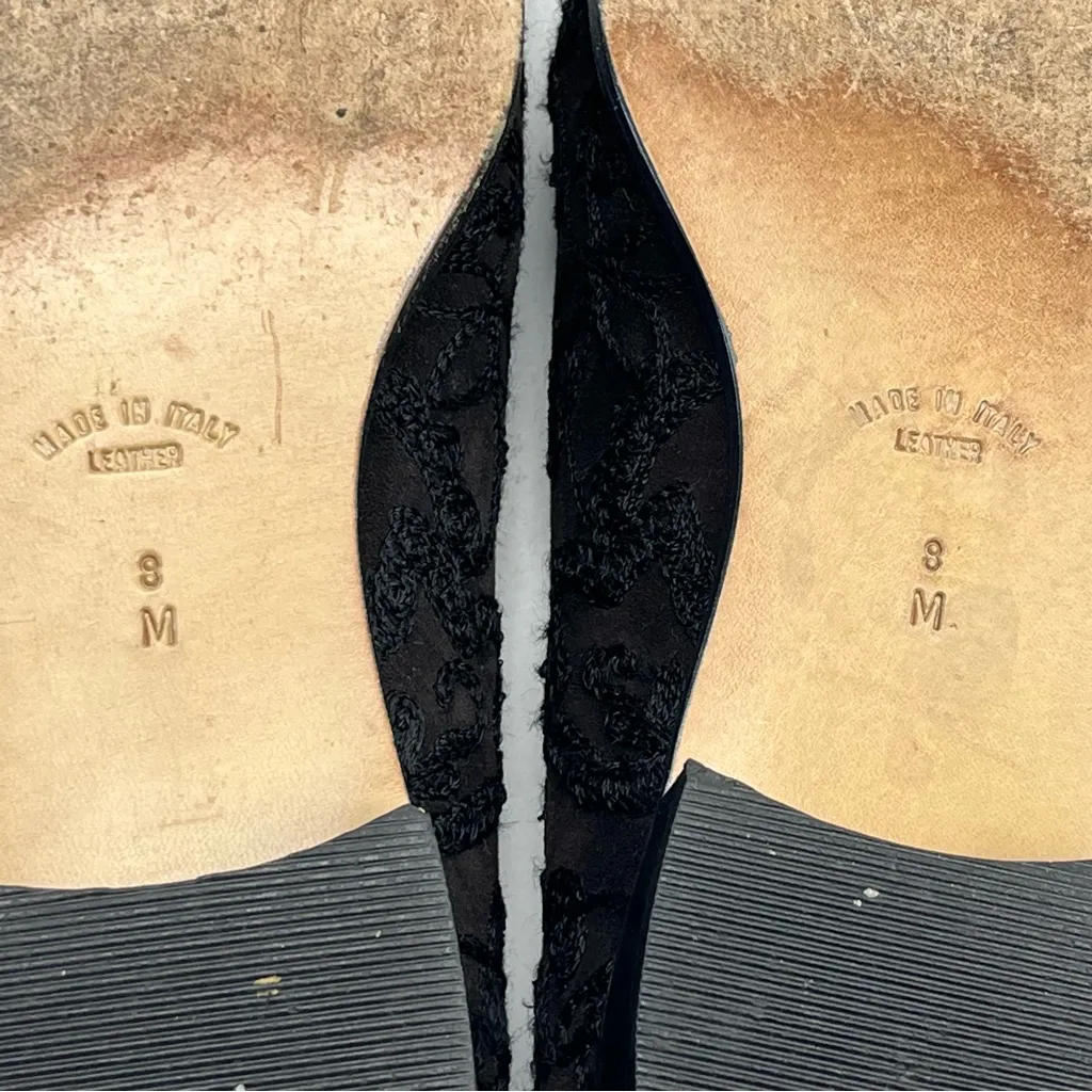 Yves Saint‎ Laurent Vintage Black Brown Velvet Embroidered Shoes Womens 8M *FLAW Size 8 - Image 9