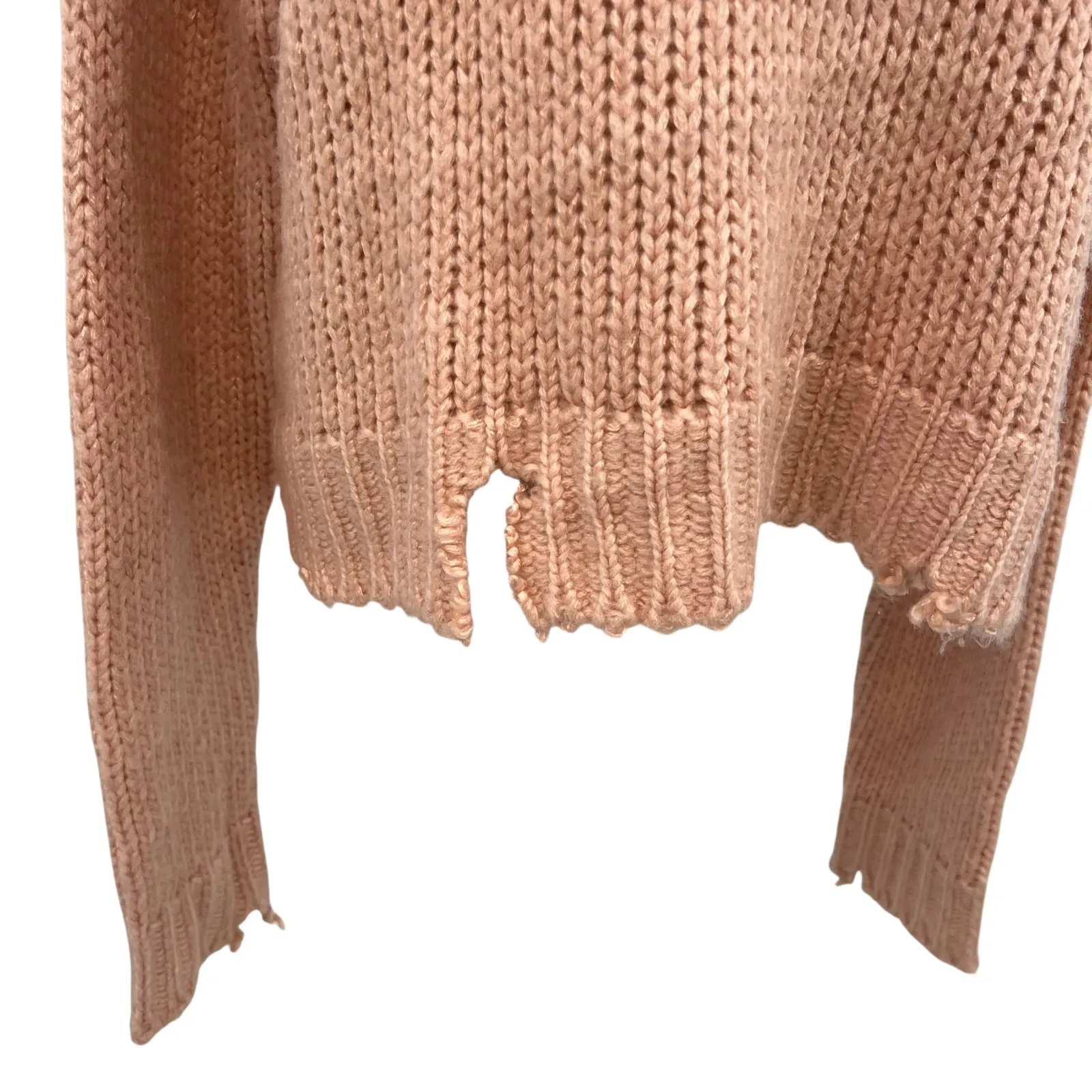 Show Me Your Mumu Cody Crop Sweater Distressed Knit Peach Pink Size Large - Image 7