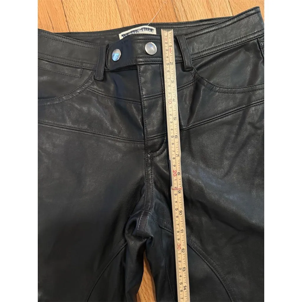 We The Free Women's Black Vegan Leather Straight Pants Size 2 Casual - Image 3