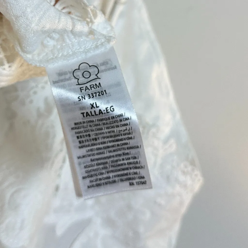 FARM Rio Lace Detail Cotton Camisole in Off-White Size X-Large - Image 6