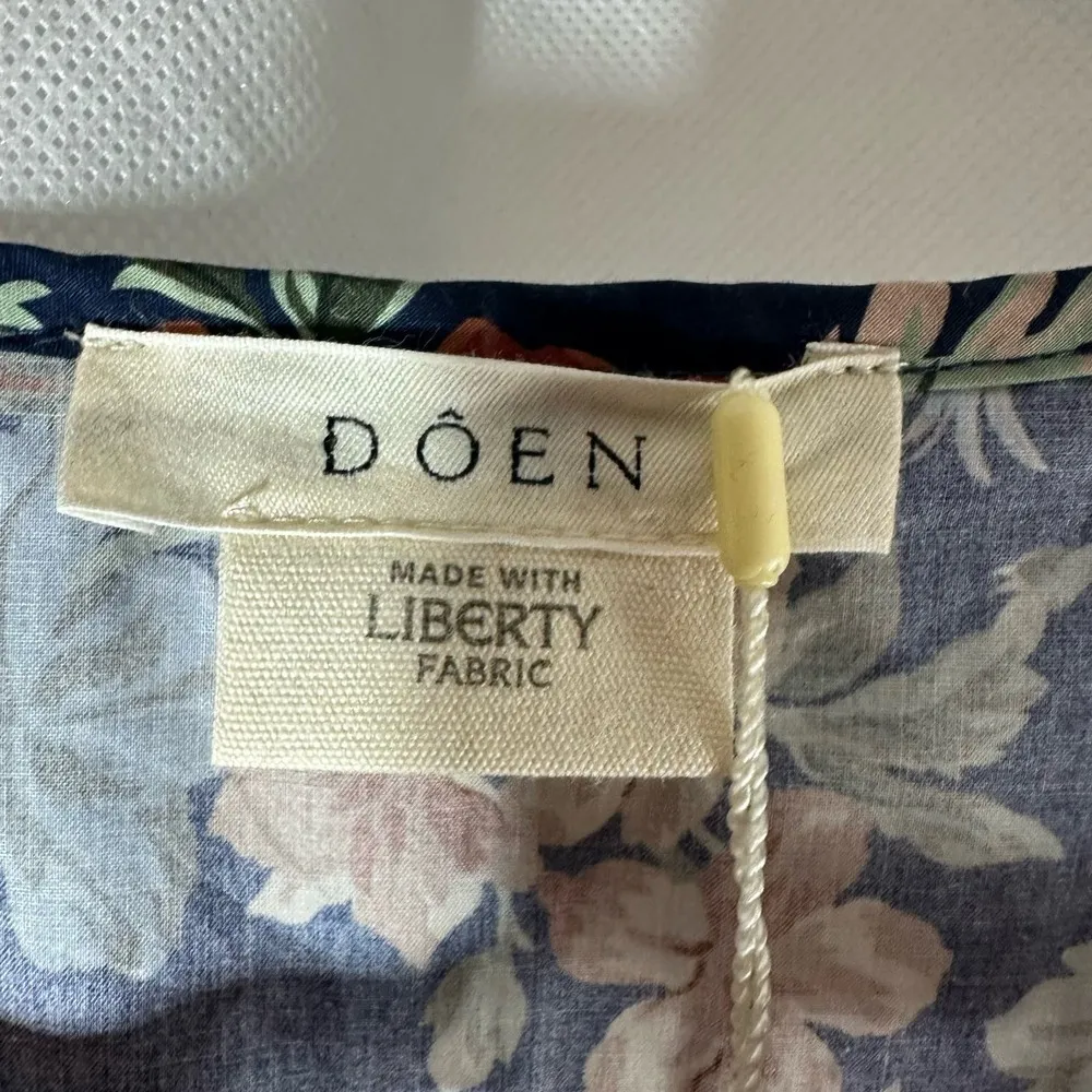 Doen Pecos Liberty Fabric Midi Dress Size XS Indigo Iris Floral - Image 3