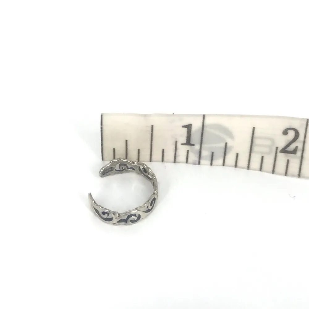 925 STAMPED STERLING SILVER WAVES IN THE WIND ADJUSTABLE TOE RING SIZE XS - Image 4