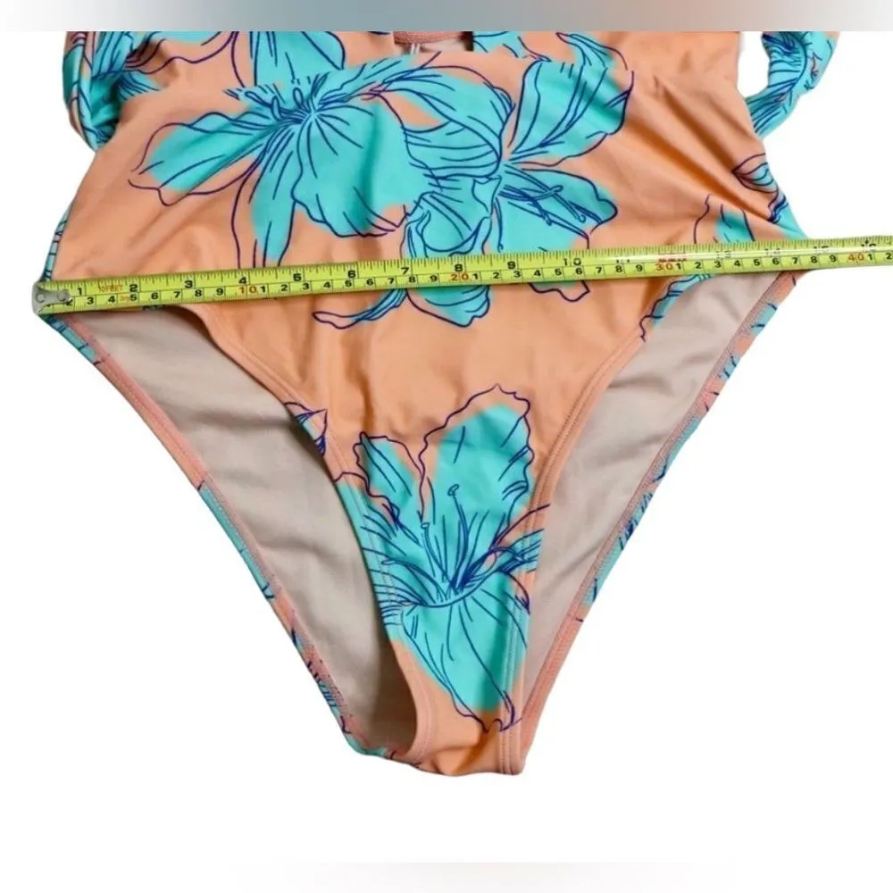 Cupshe Blooming Flowers Wrap Neck One Piece Swimsuit LARGE Hawaiian‎ Beach NWT - Image 8