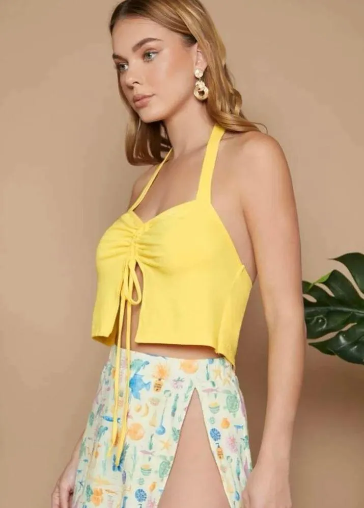 SheIn NWT Yellow Crop Halter Top - Image 3
