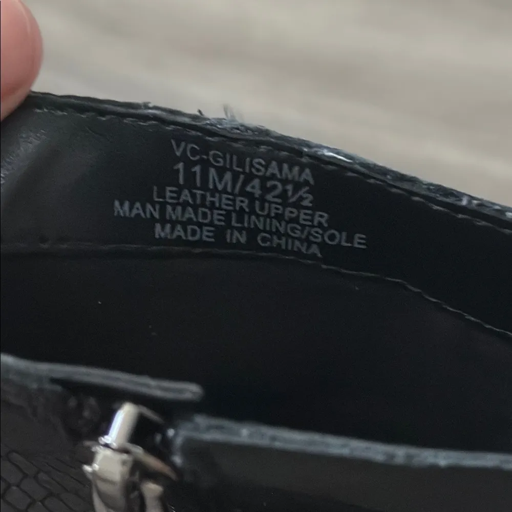 Vince Camuto Black Leather Heeled Boots Platform Suede Two tone 11M - Image 10