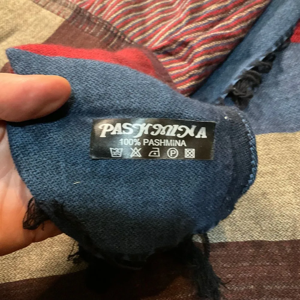 Pashmina Scarf‎ Wrap Shawl Stripe 21"x 60" Burgndy Blue Brown Tan - Image 4