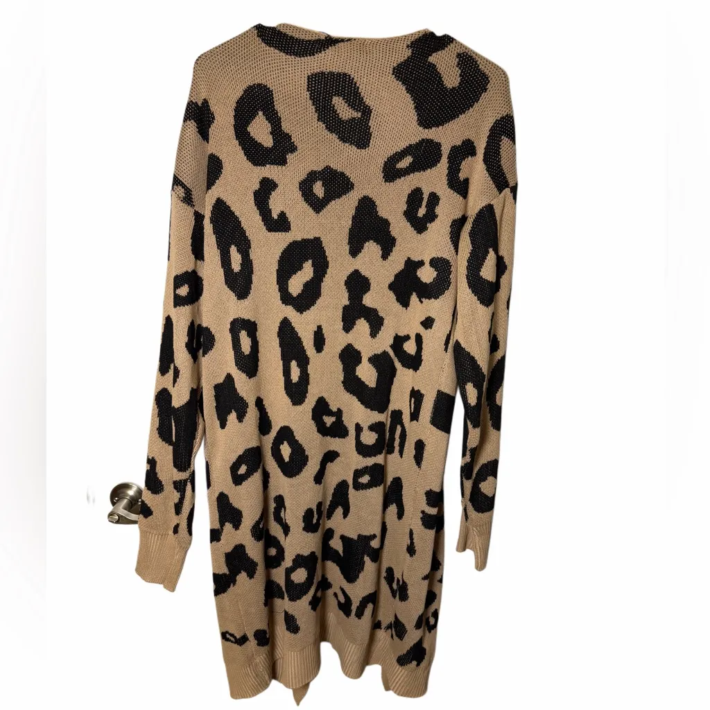 🐆 NWT Women’s Beige & Black Leopard Print Open-Front Cardigan – Size XL ✨ - Image 5