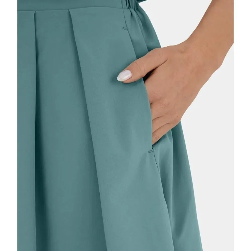 Halara Breezeful Adjustable Strap Cut Out Side Pocket Pleated Mini Dress Blue XS - Image 5