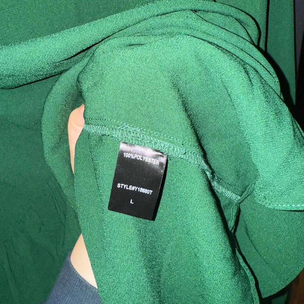 Pomander Place Emerald Green Peplum Blouse size large - Image 7