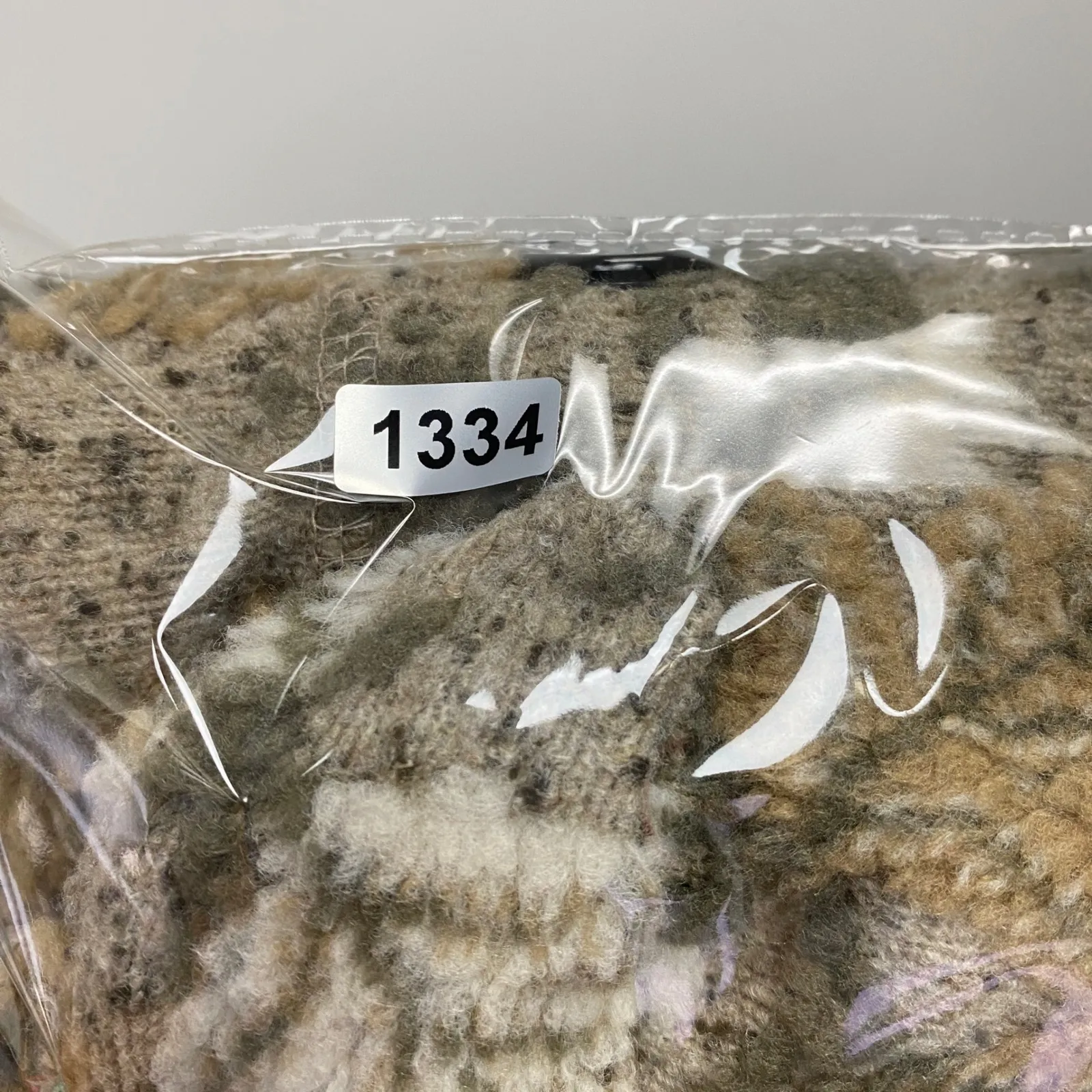 Lonergan Leaves Pattern Teddy Button Up Jacket Brown Beige Women's Medium - Image 8