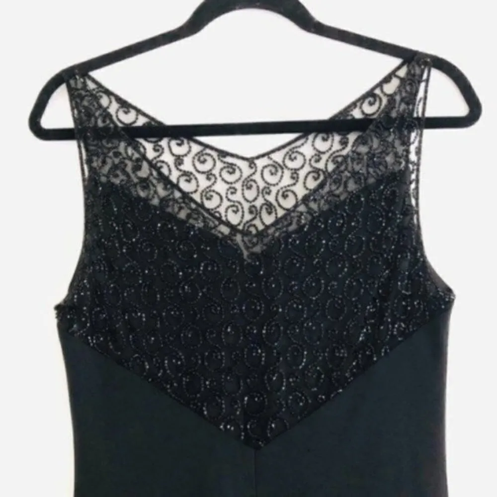 Laundry by Shelli Segal Dress S Beaded Mesh Vintage Art Deco Cocktail Black - Image 6