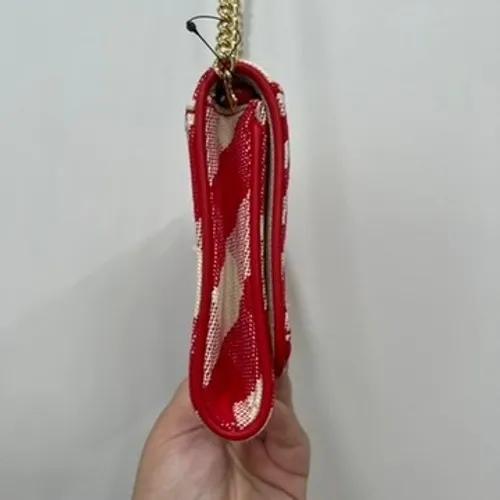 Talbots‎ Red White Gingham Purse NWT $119 Cotton Linen Leather Gold Chain Twist - Image 6