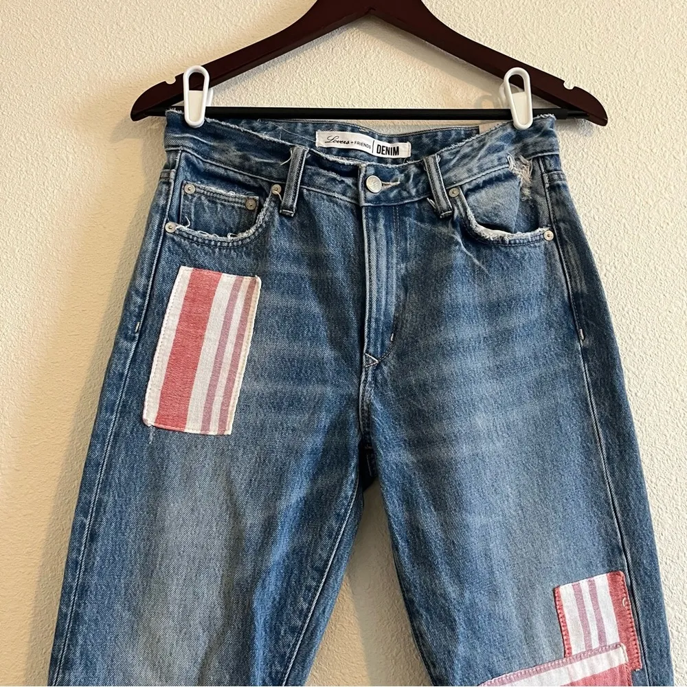 Lovers And Friends Women's Blue Denim Patchwork Straight Leg Jeans Size 27 - Image 2