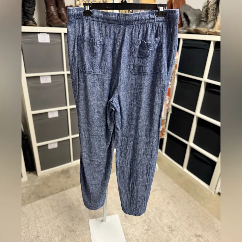 Old Navy Chambray XL Tall Linen Wide Leg Pants - Image 2