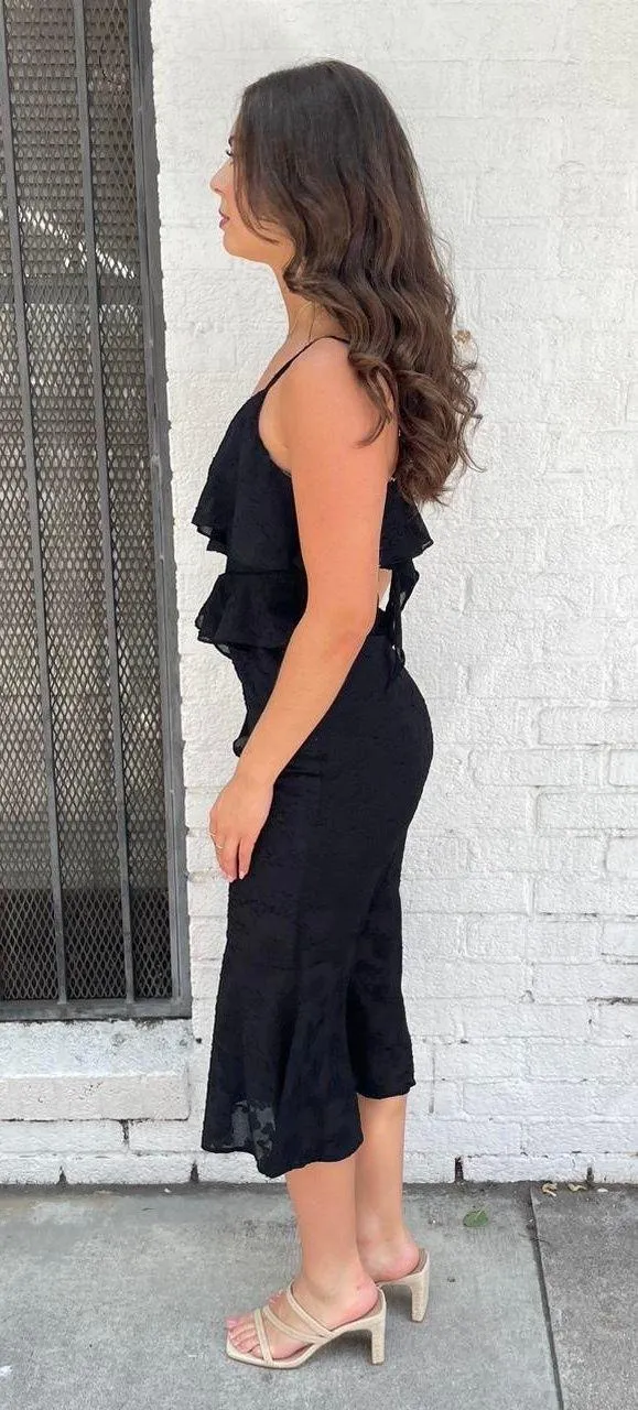 Black Wild Fable cocktail classy ruffle midi dress sz s - Image 3