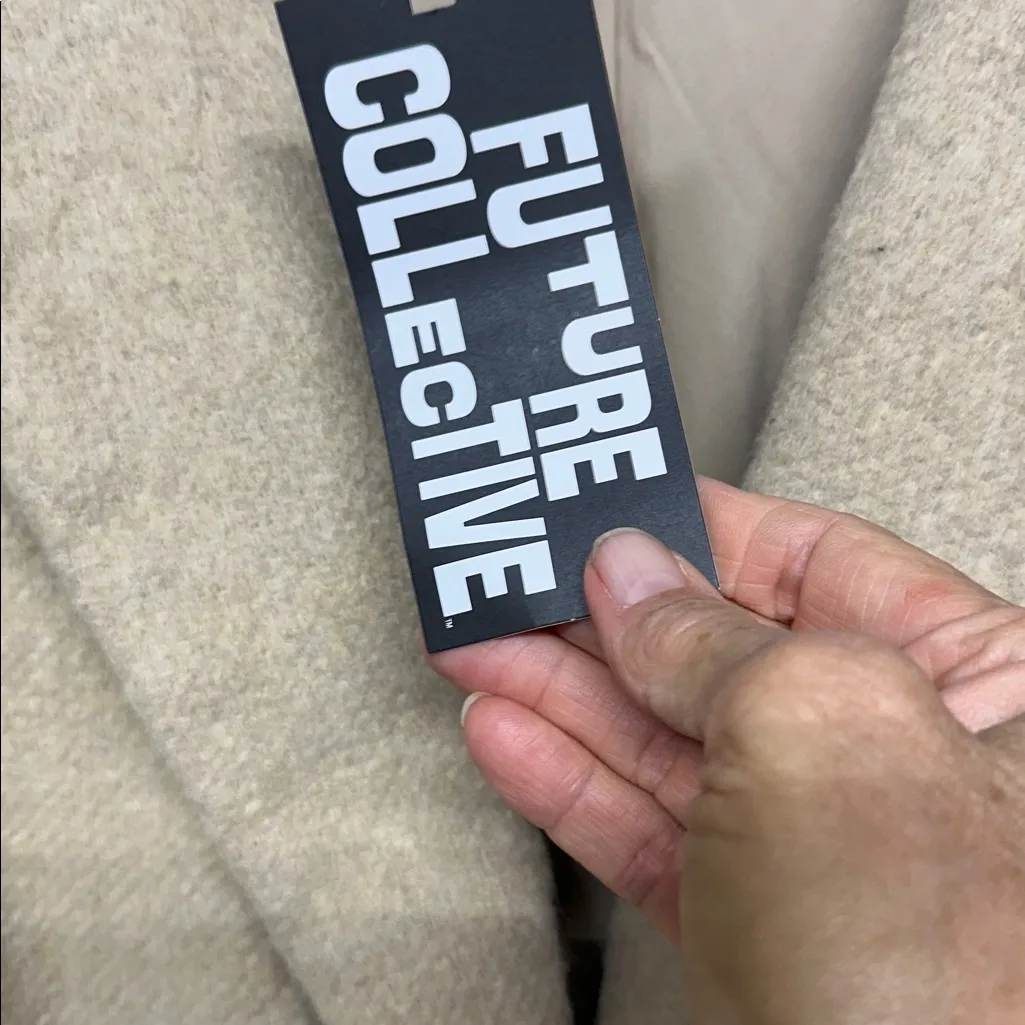 Future Collective Beige Wool Blend coat Tan Size XXL - Image 2