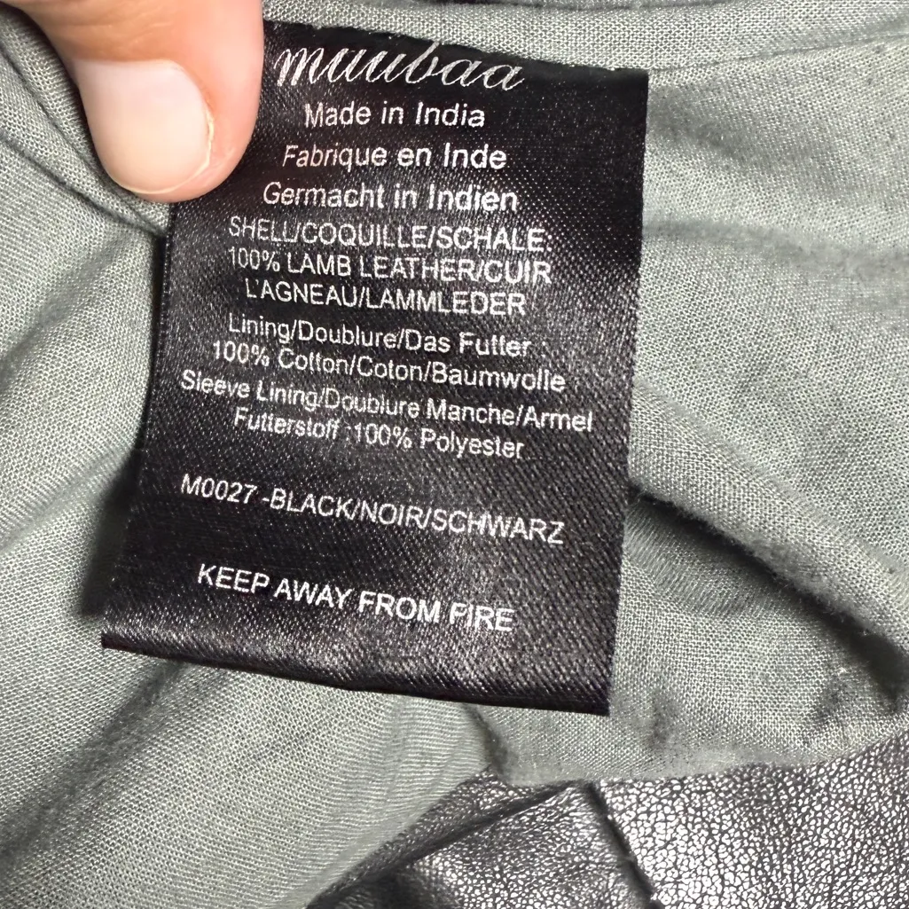Muubaa Gorgeous Soft Black Lamb Leather Moto Jacket Size 8 - Image 10
