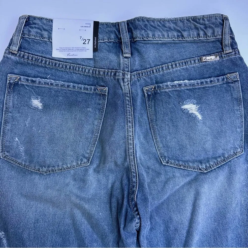 KanCan ultra high rise 90's Boyfriend Jeans Medium Wash NWT Distressed 27 - Image 9