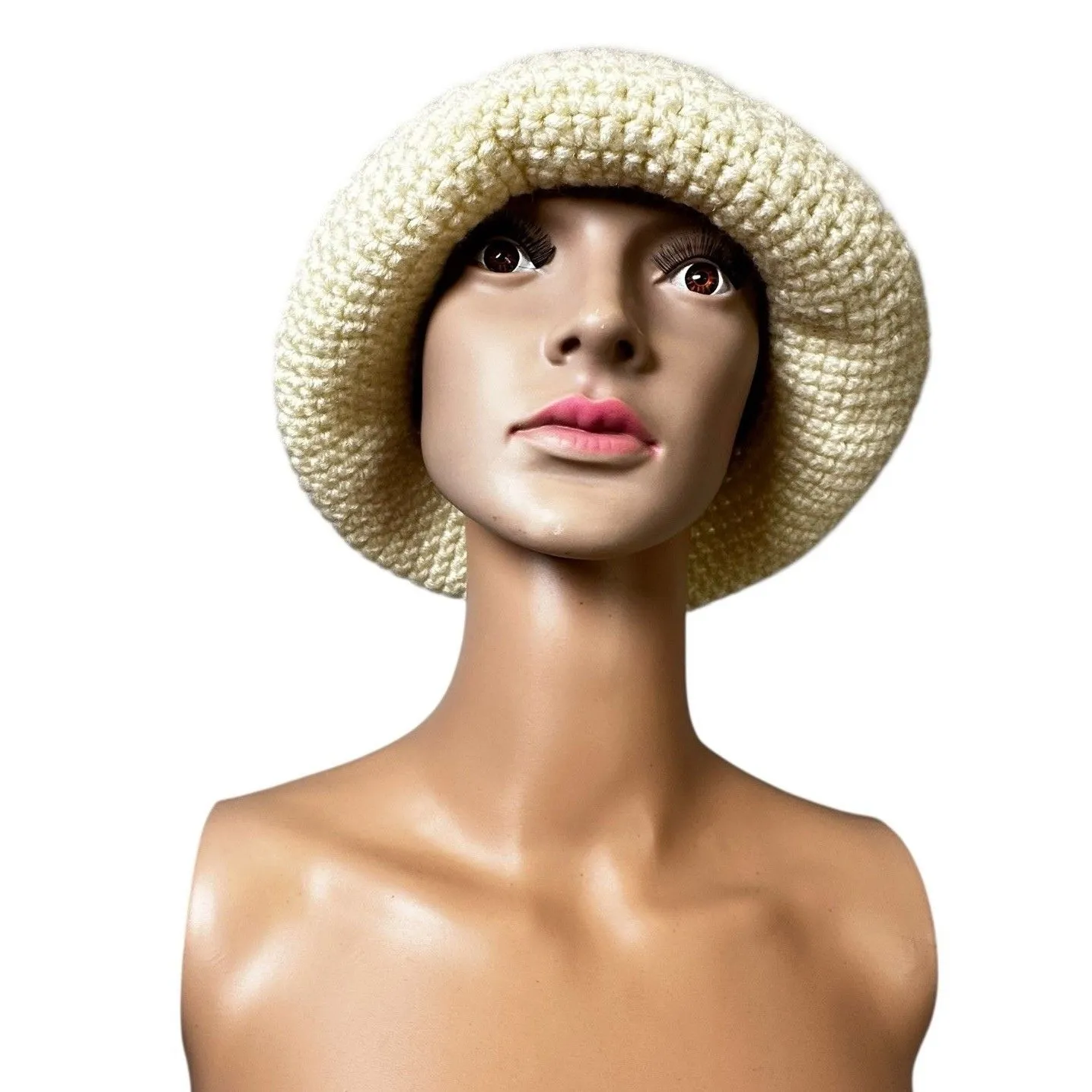 Vintage Tan Light Brown 1970's Betmar Soft‎ and Fuzzy Knit Floppy Hat - Image 3