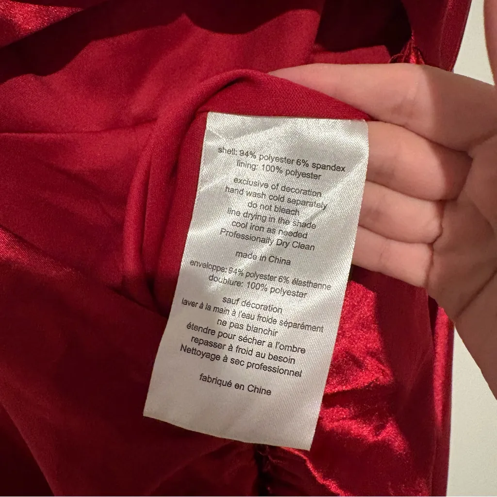 Jules &‎ Cleo Asymetrical One Shoulder Formal Maxi Dress Gown Satin Red size 2 - Image 6