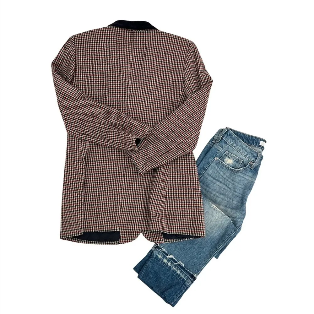 NORTON MCNAUGHTON Vintage Houndstooth Single Breasted Wool Blazer Size 8 Preppy - Image 4