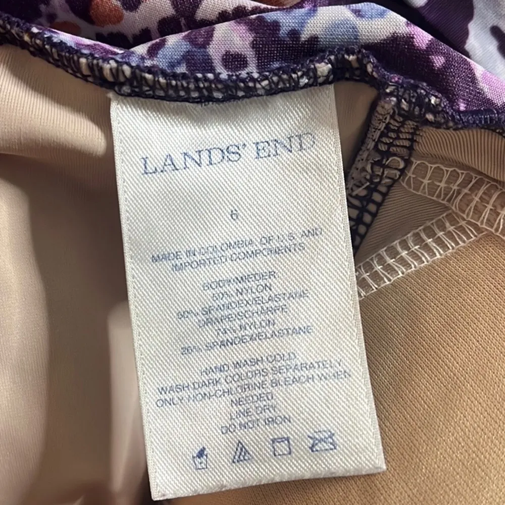 Lands End Swimsuit One Piece Slender Grecian Purple Paisley 6 - Image 4