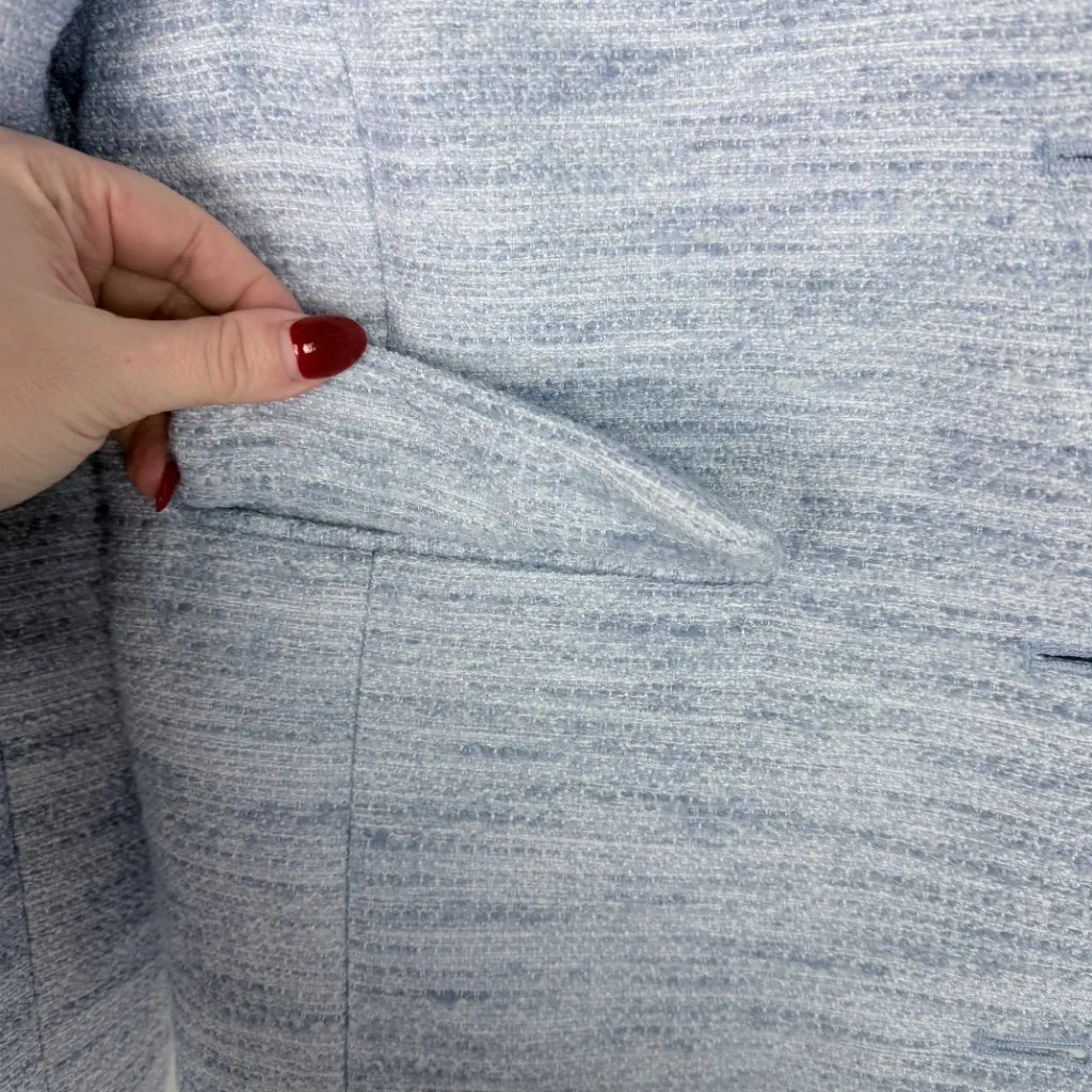 NWOT J. Crew Factory Tweed Lady Jacket Blazer Fresh Air Linear Tweed Blue Size 8 - Image 6