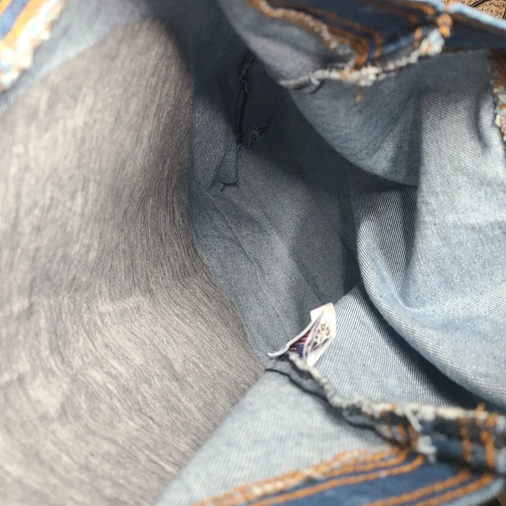 Vintage Blue Denim Jean Tote‎ Shoulder Bag Route 66 Made in USA - Image 5