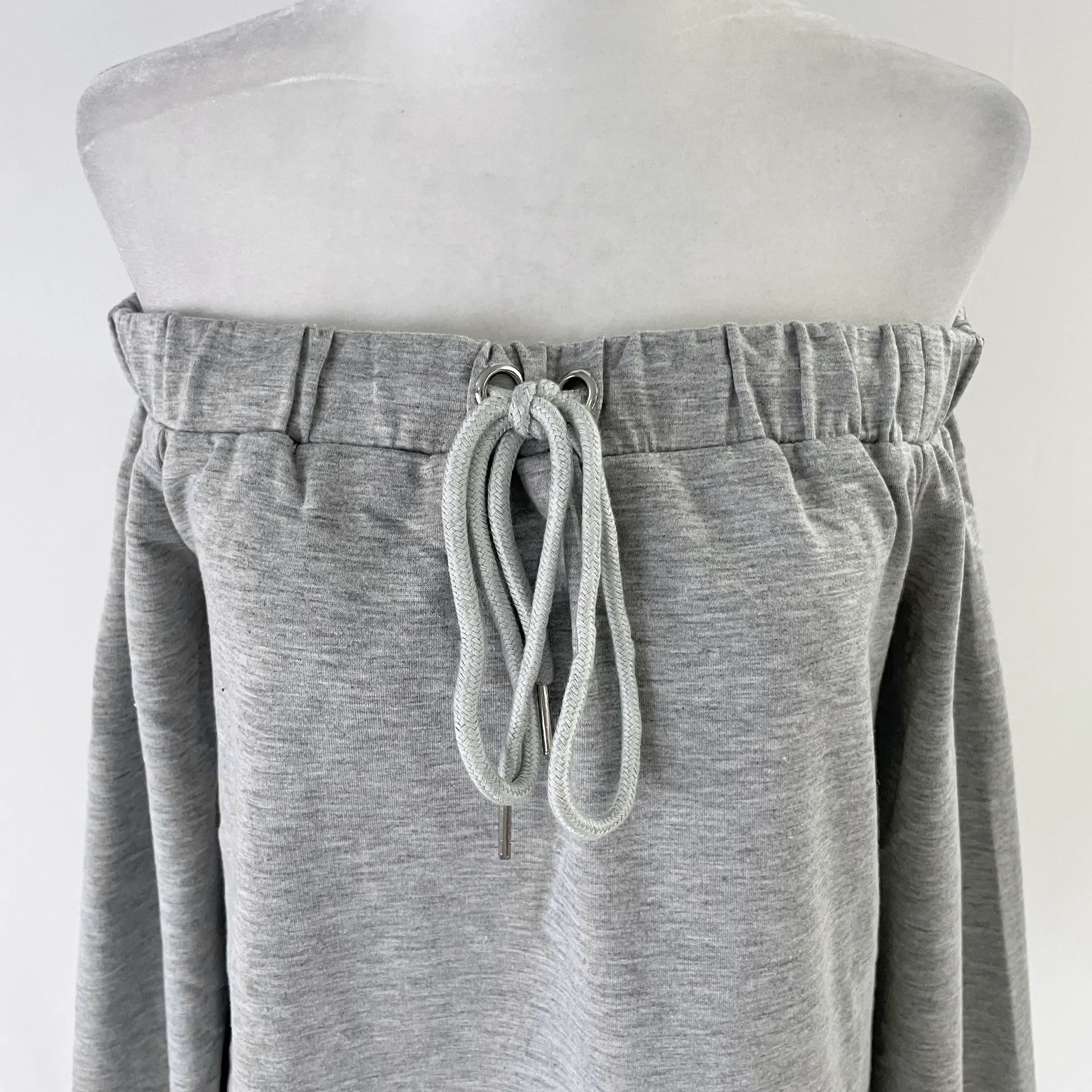 New  Off The Shoulder Sweatshirt Bardot Sweat Top Heather Gray - Image 7
