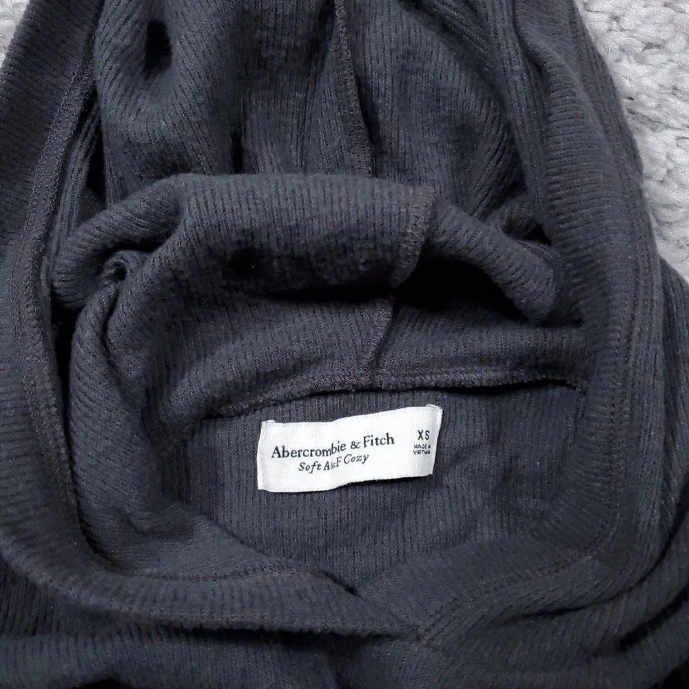 Abercrombie Gray Soft A&F Cozy Hoodie Sweatshirt Relaxed Women's Size XS Ribbed - Image 3