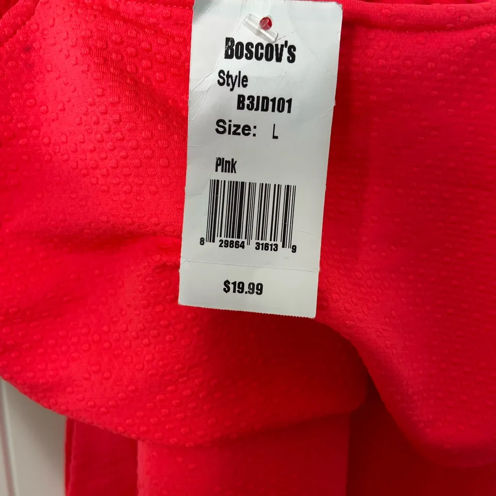 NEW Derek‎ Heart women’s hot pink stretch textured strappy bodycon midi dress L - Image 5