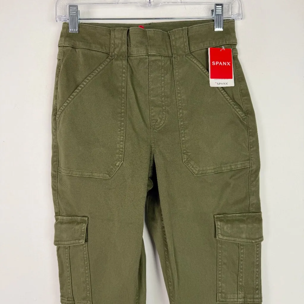 NWT Spanx Stretch Twill Ankle Cargo Pants in Darkened Olive Size Medium M NEW - Image 3