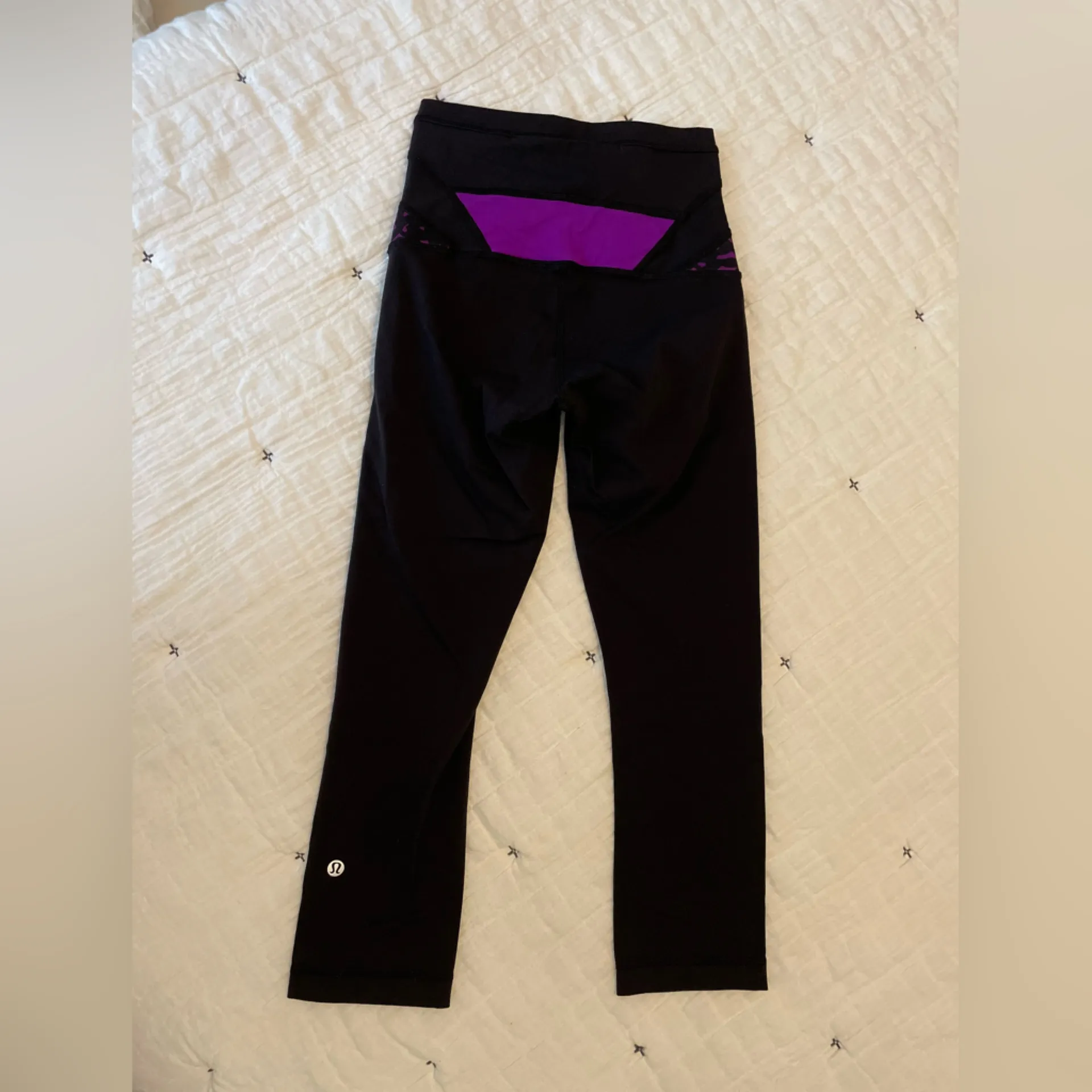 LULULEMON Wunder Under Crop Hi-Rise Black Shadow Wrap Multi Tender Violet Size 4 - Image 7