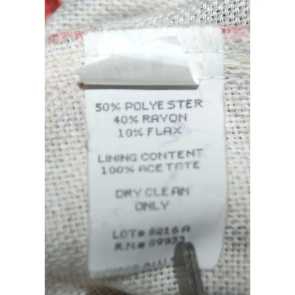 Tofy Tan Hawaiian Floral Jacket Size 8 Flax Blend Shoulder Pads Short Sleeves - Image 12