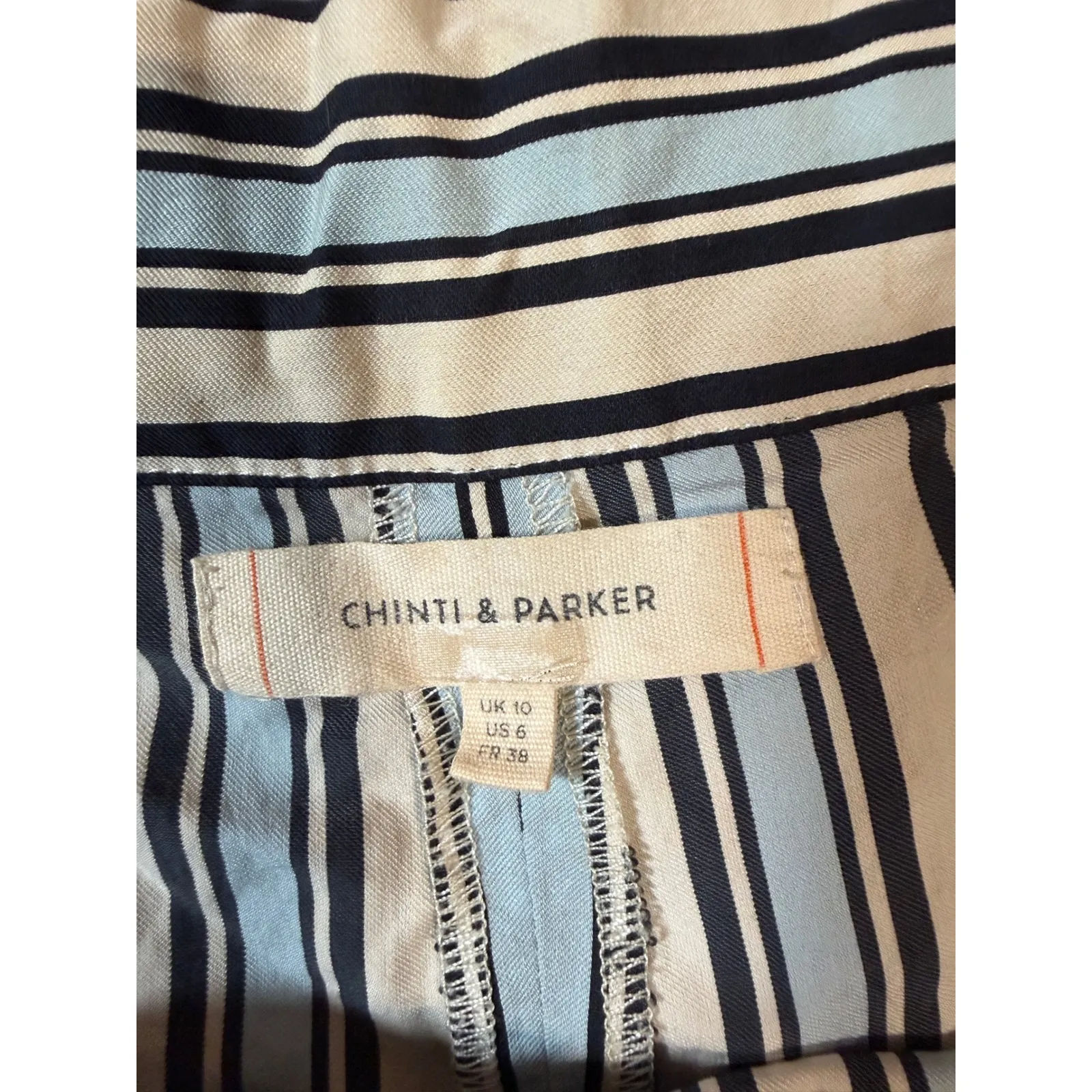 NWOT Chinti & Parker Size 6 Light Blue Cream Navy Midsummer Relaxed Shorts - Image 3